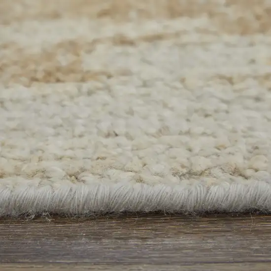 Tan and Gray Wool Floral Hand Knotted Area Rug Photo 9