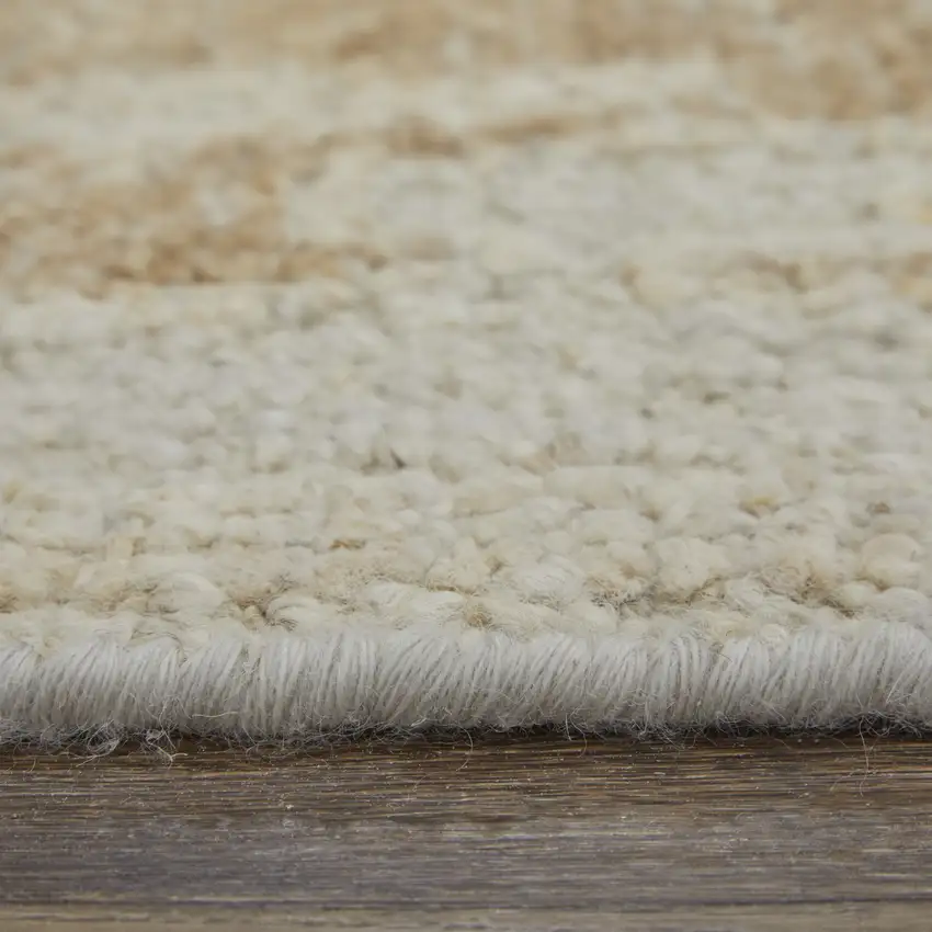 Tan and Gray Wool Floral Hand Knotted Area Rug Photo 9