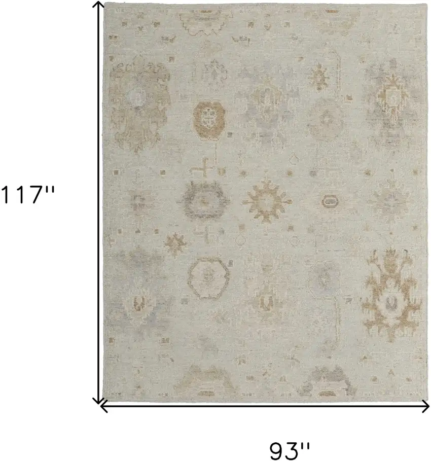 Tan and Gray Wool Floral Hand Knotted Area Rug Photo 3
