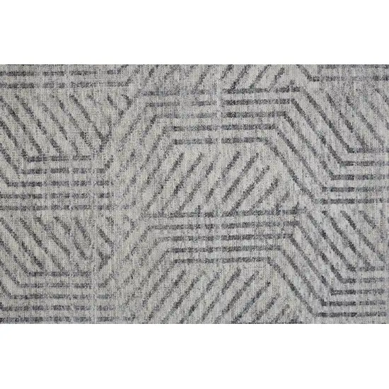 Tan and Gray Wool Geometric Hand Knotted Area Rug Photo 7