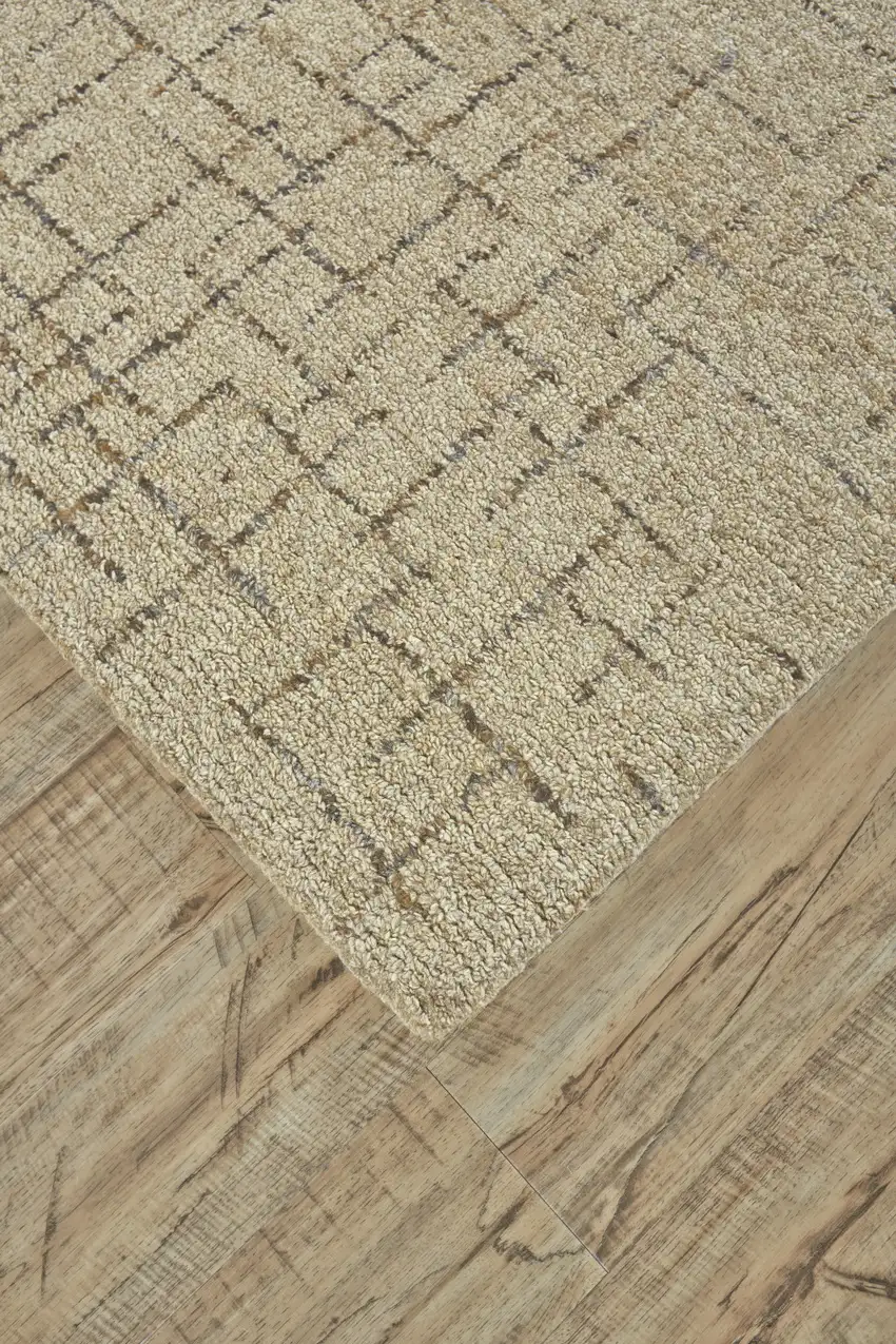 Tan and Gray Wool Geometric Hand Tufted Area Rug Photo 9