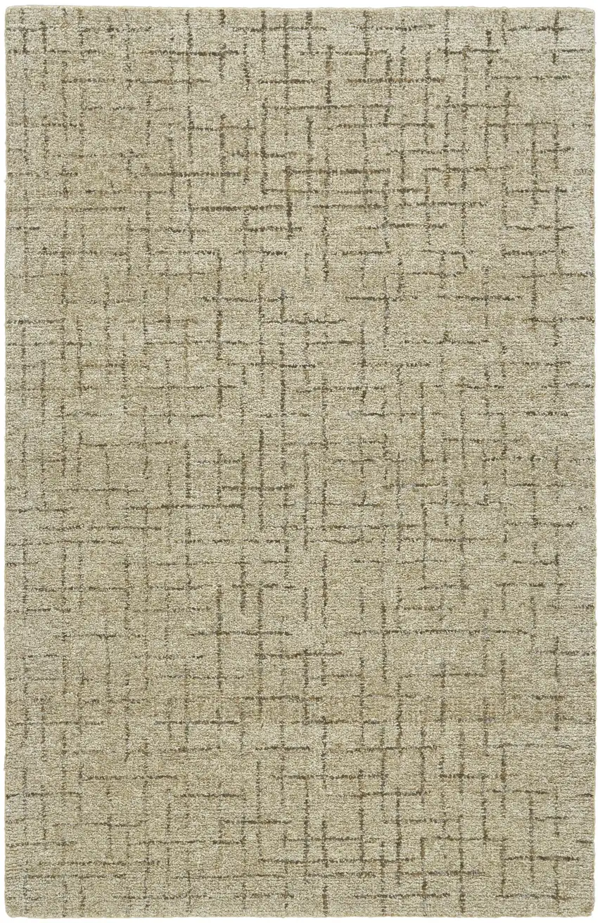 Tan and Gray Wool Geometric Hand Tufted Area Rug Photo 2