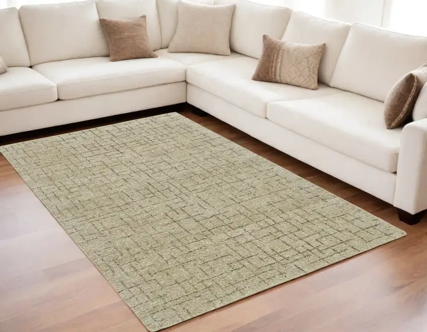 Tan and Gray Wool Geometric Hand Tufted Area Rug Photo 1