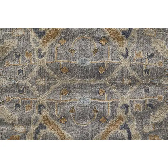 Tan and Gray Wool Oriental Hand Knotted Area Rug With Fringe Photo 9