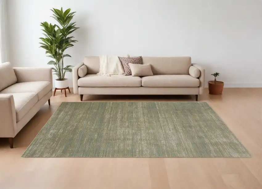 Tan and Green Power Loom Area Rug Photo 1