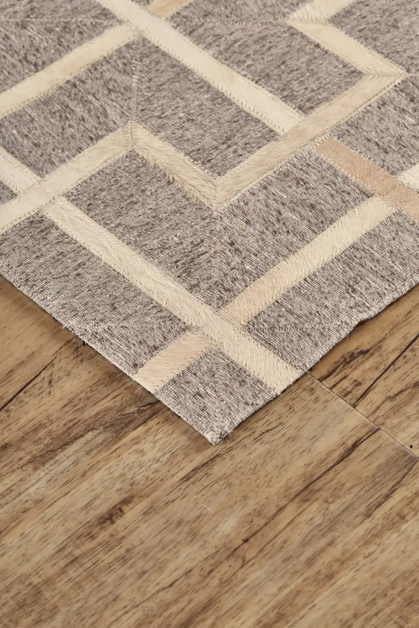 Tan and Ivory Geometric Hand Woven Area Rug Photo 5