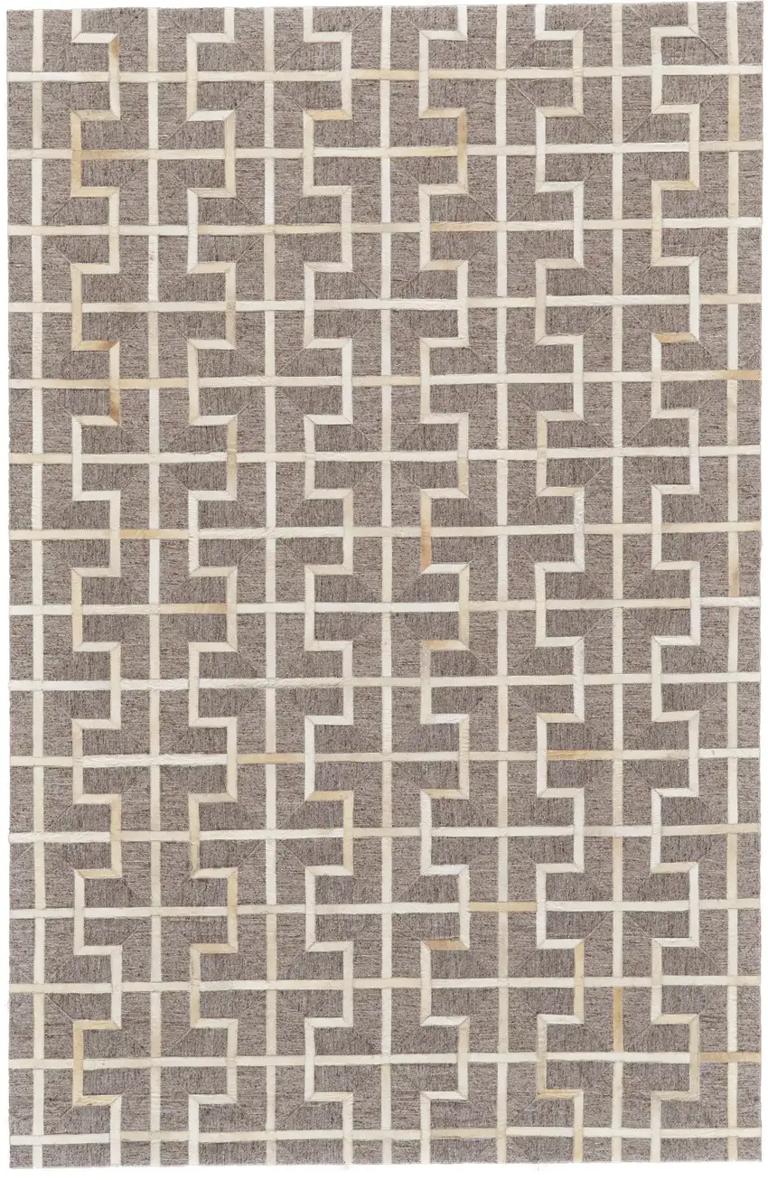 Tan and Ivory Geometric Hand Woven Area Rug Photo 1
