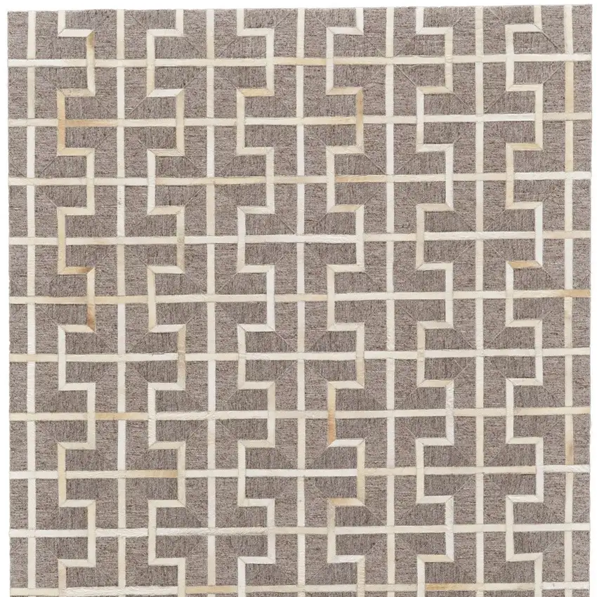 Tan and Ivory Geometric Hand Woven Area Rug Photo 4