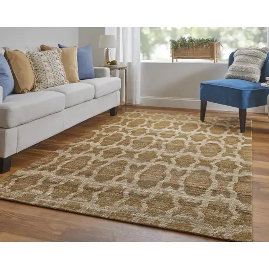 Tan and Ivory Geometric Hand Woven Area Rug Photo 9