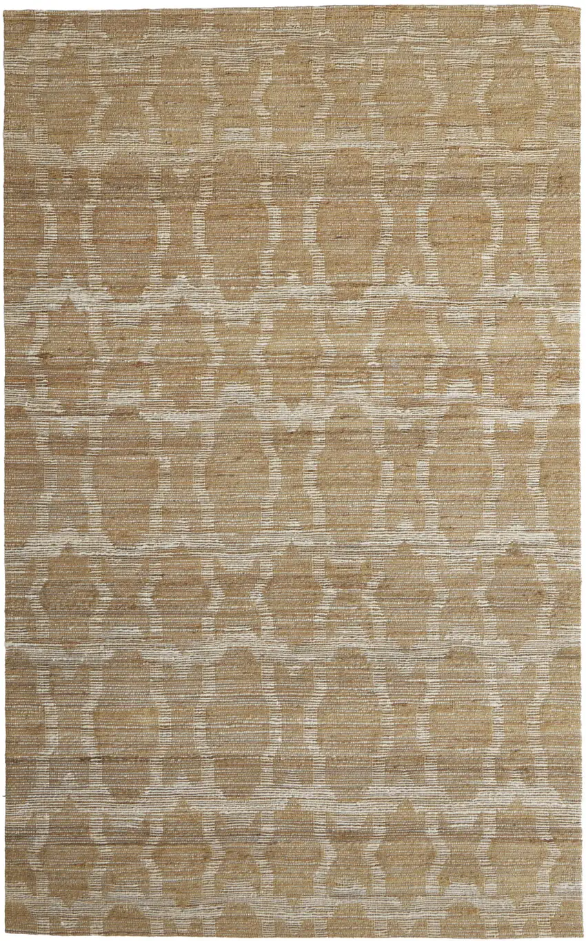 Tan and Ivory Geometric Hand Woven Area Rug Photo 5