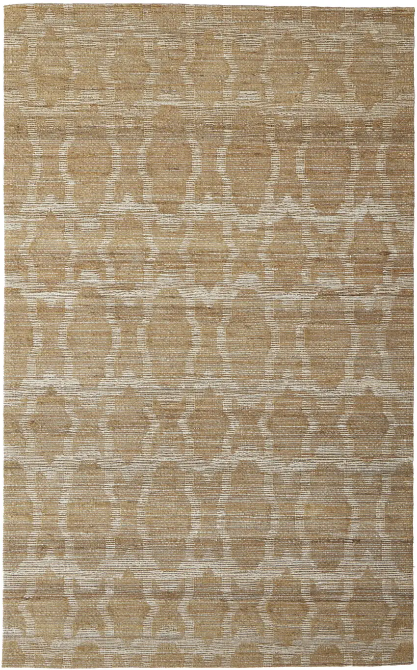 Tan and Ivory Geometric Hand Woven Area Rug Photo 2