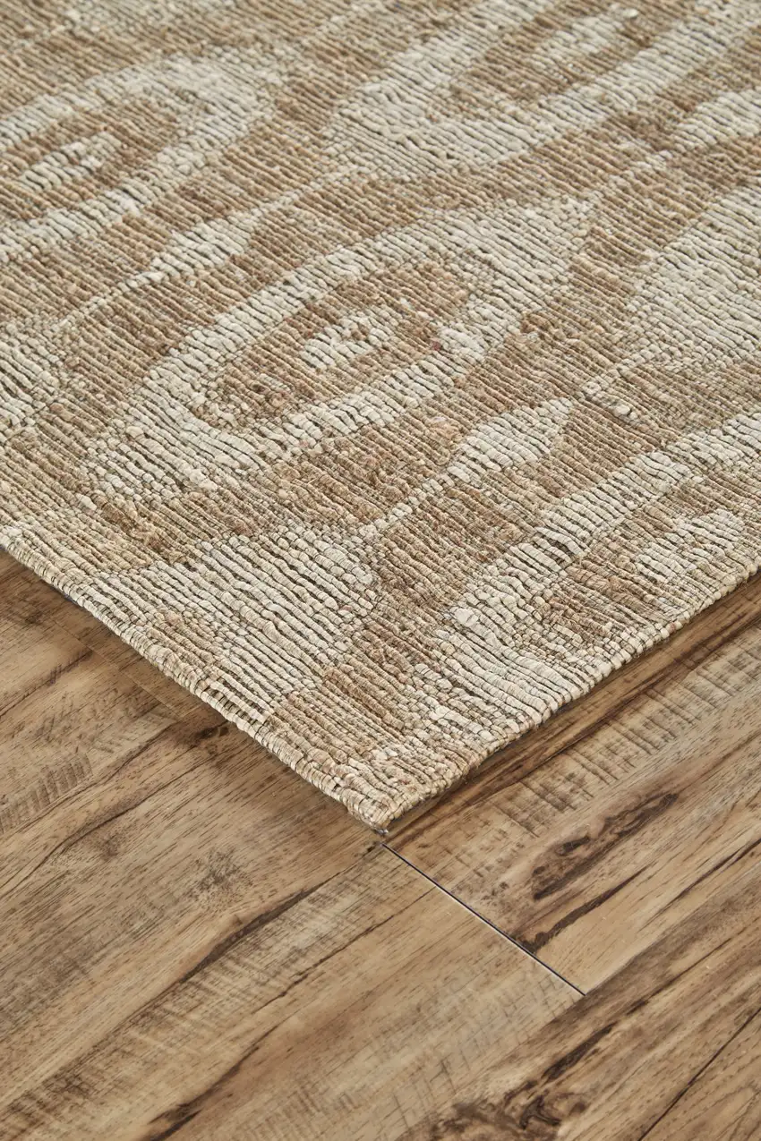 Tan and Ivory Geometric Hand Woven Area Rug Photo 8