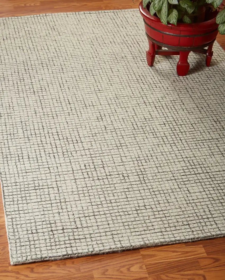 Tan and Ivory Grid Area Rug Photo 8