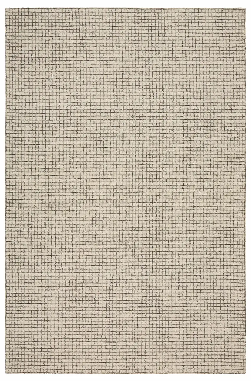 Tan and Ivory Grid Area Rug Photo 1