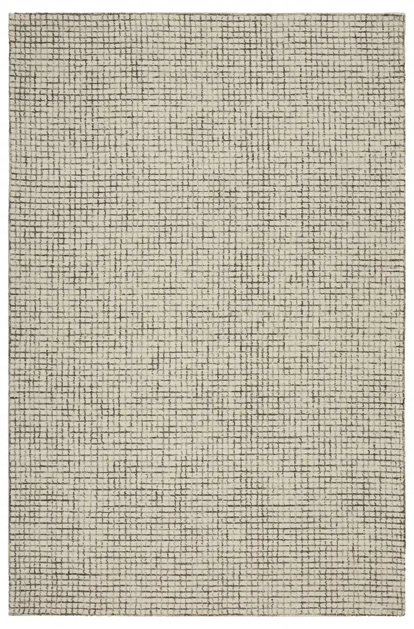 Tan and Ivory Grid Area Rug Photo 1