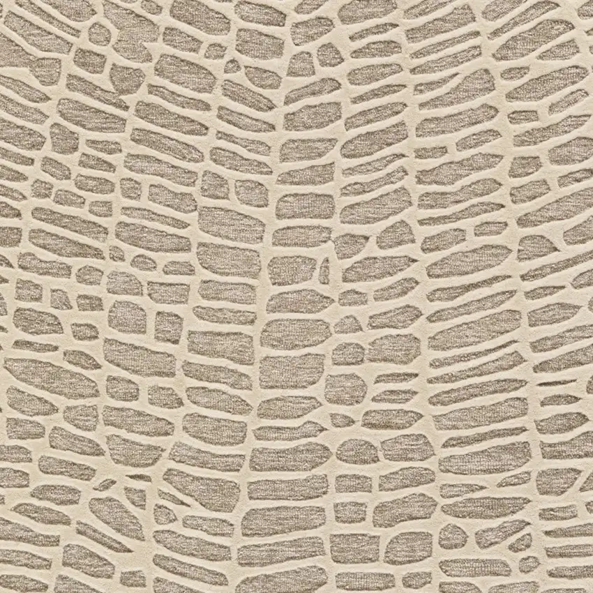 Tan and Ivory Wool Abstract Hand Tufted Area Rug Photo 9