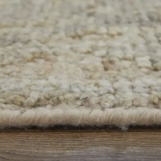 Tan and Ivory Wool Floral Hand Knotted Area Rug Photo 9