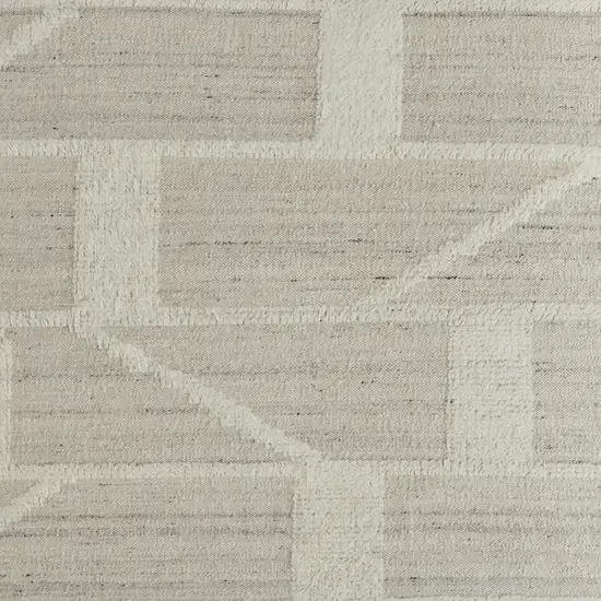 Tan and Ivory Wool Geometric Hand Woven Area Rug Photo 8