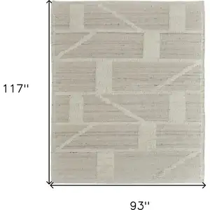 Photo of Tan and Ivory Wool Geometric Hand Woven Area Rug