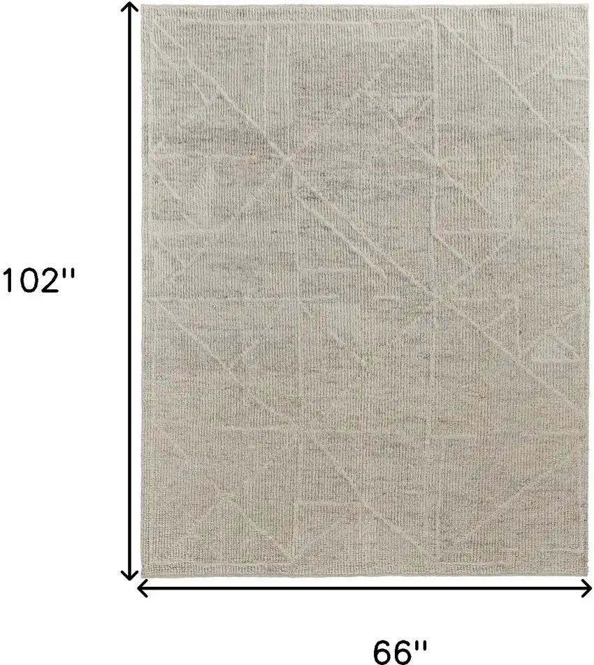 Tan and Ivory Wool Hand Knotted Area Rug Photo 3