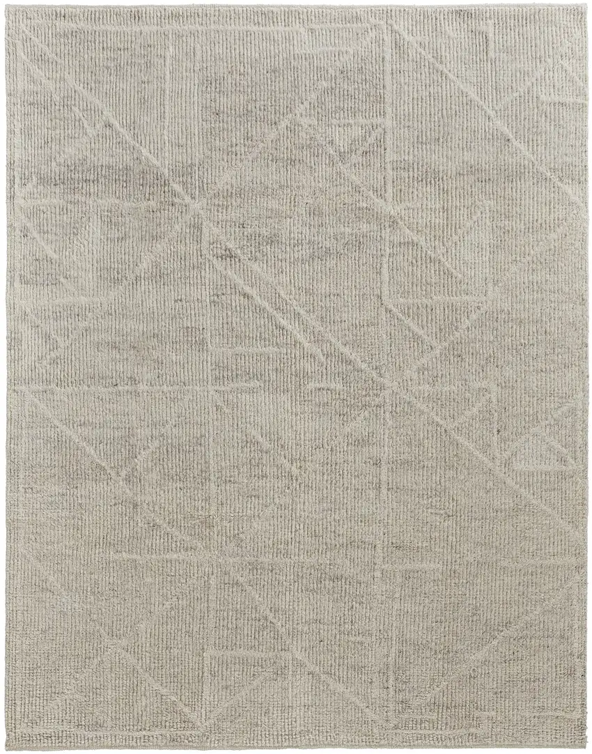 Tan and Ivory Wool Hand Knotted Area Rug Photo 4