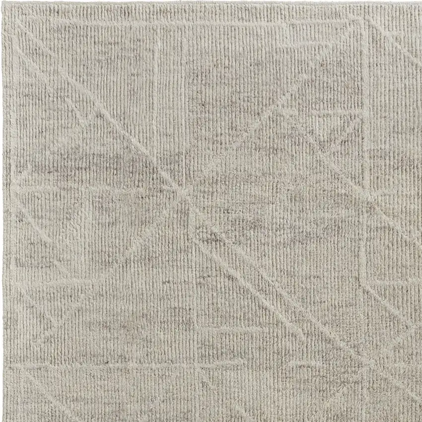 Tan and Ivory Wool Hand Knotted Area Rug Photo 7