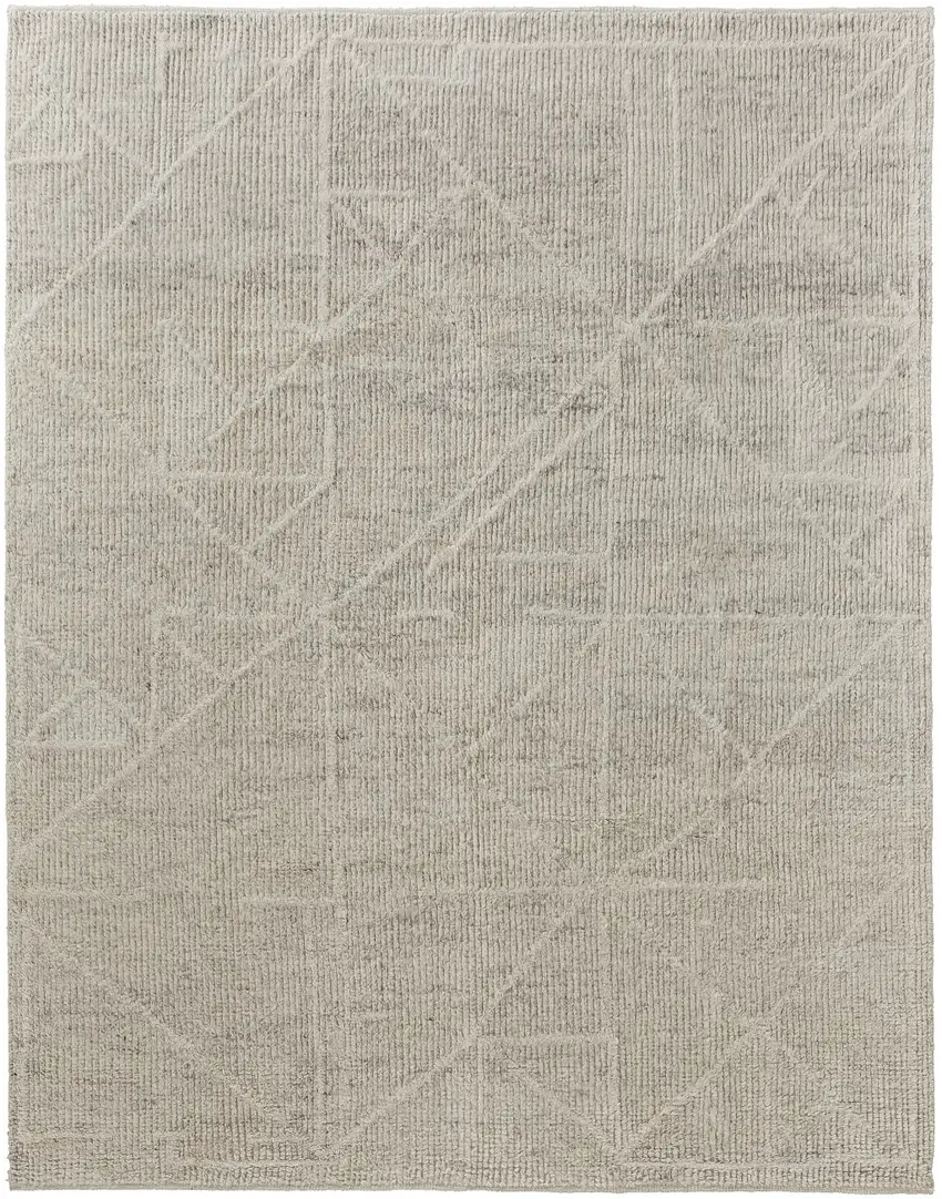 Tan and Ivory Wool Hand Knotted Area Rug Photo 5