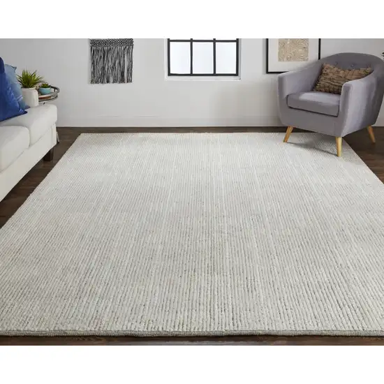Tan and Ivory Wool Hand Knotted Area Rug Photo 9