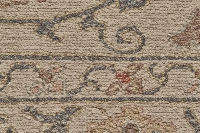 Tan and Red Wool Oriental Hand Knotted Area Rug Photo 8