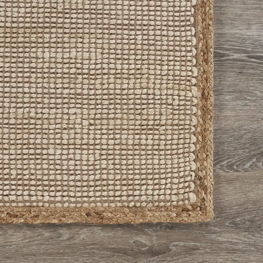 Tan and White Braid Border Area Rug Photo 8