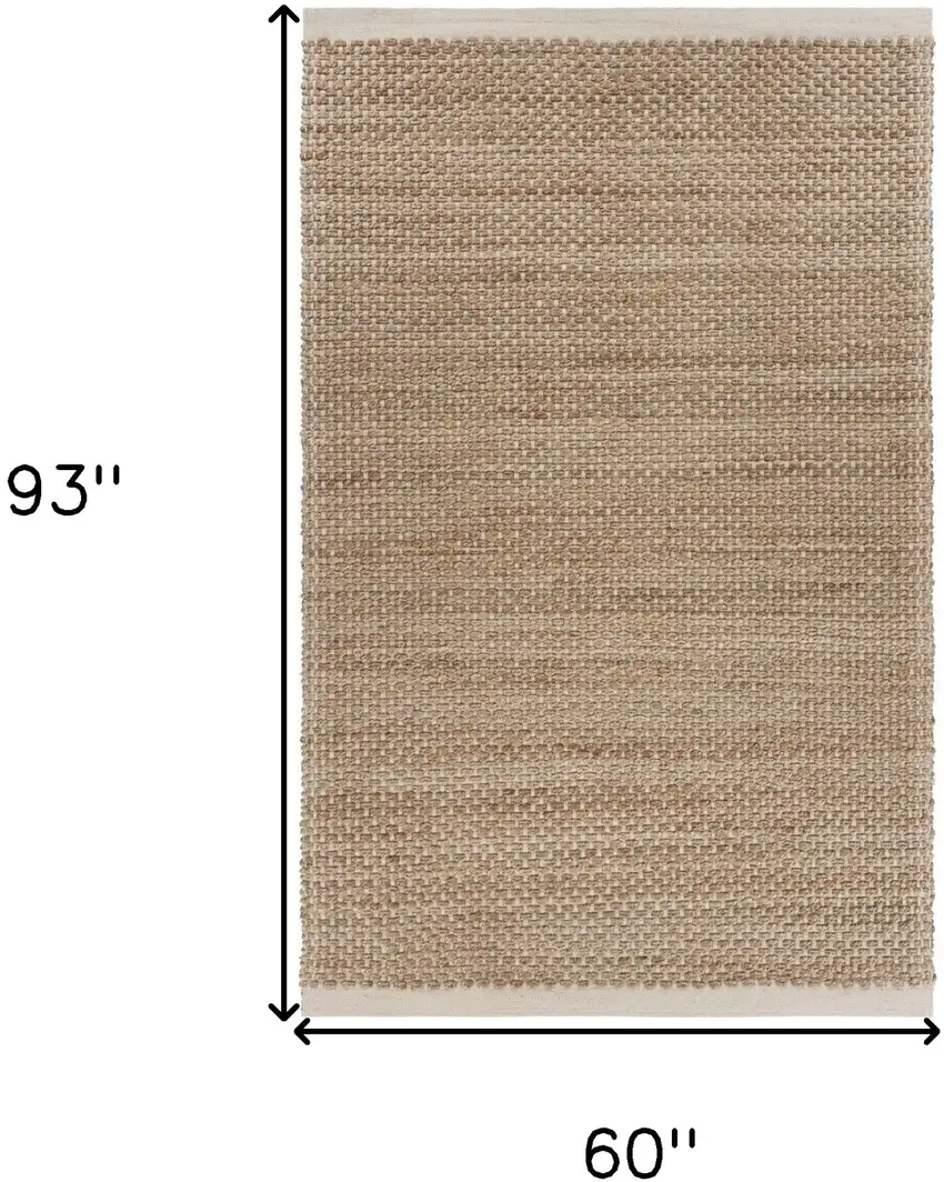 Tan and White Detailed Woven Area Rug Photo 4