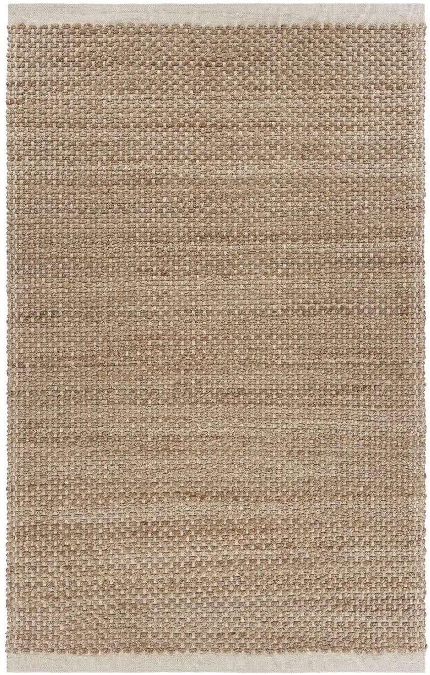 Tan and White Detailed Woven Area Rug Photo 1