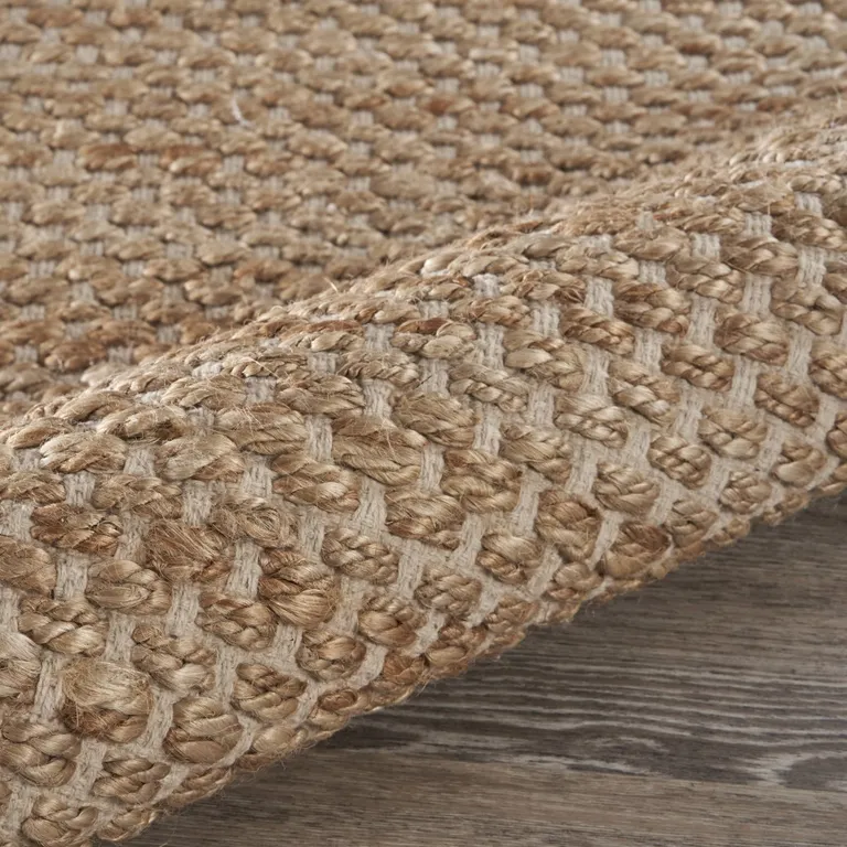 Tan and White Detailed Woven Area Rug Photo 4