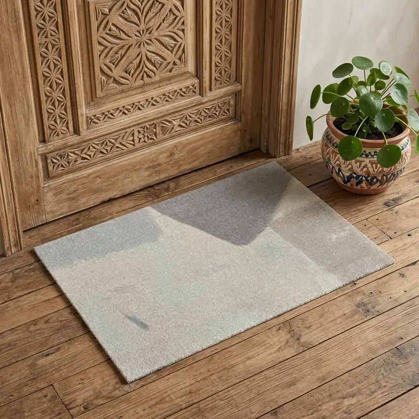 Taupe Abstract Machine Tufted Area Rug With UV Protection Photo 1