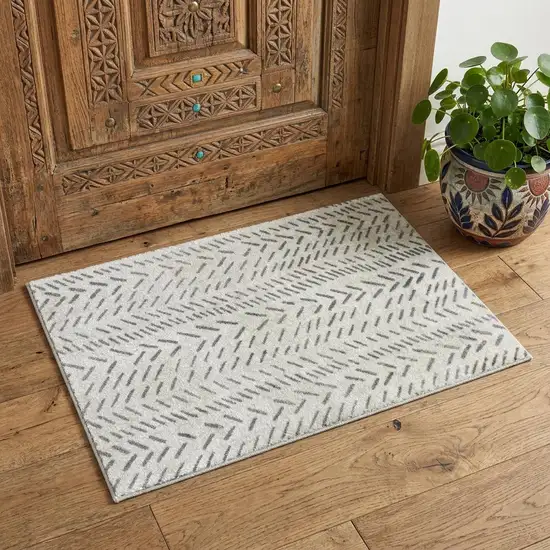 Taupe Abstract Machine Tufted Area Rug With UV Protection Photo 1