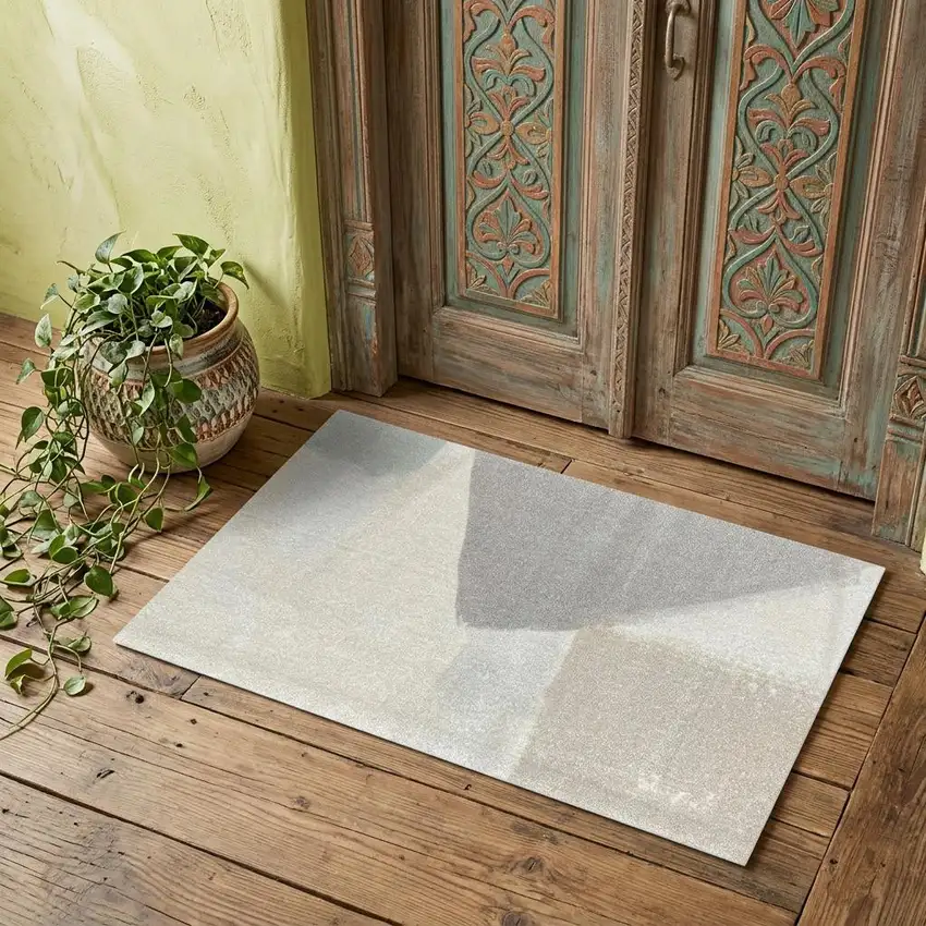 Taupe Abstract Machine Tufted Area Rug With Uv Protection Photo 1