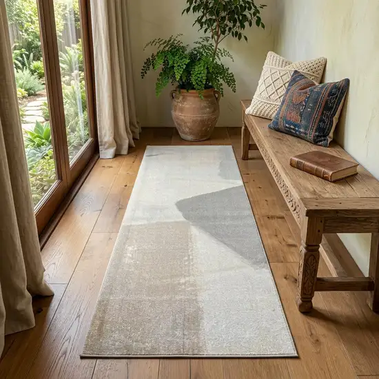2' X 6' Taupe Abstract Machine Washable Runner Rug With UV Protection Photo 1