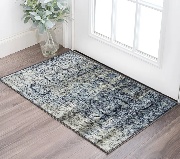 Taupe Abstract Power Loom Distressed Stain Resistant Area Rug Photo 5