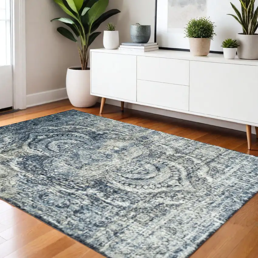 Taupe And Ivory Abstract Distressed Area Rug Photo 1