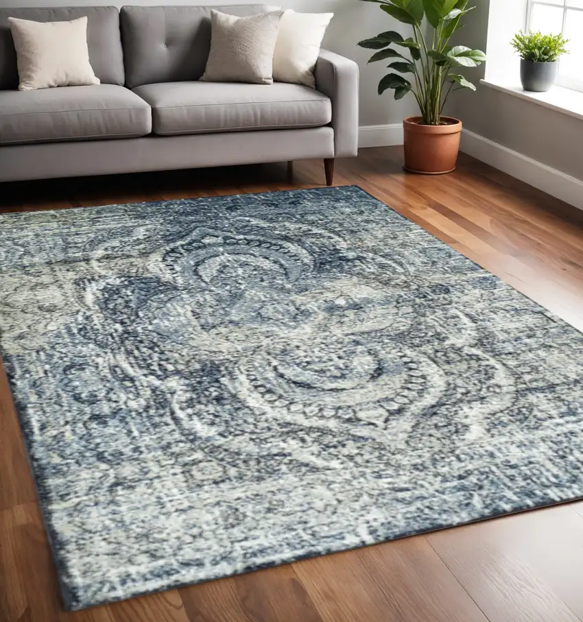 Taupe And Ivory Abstract Distressed Area Rug Photo 1