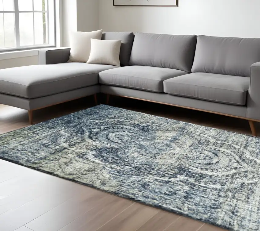 Taupe And Ivory Abstract Distressed Area Rug Photo 1