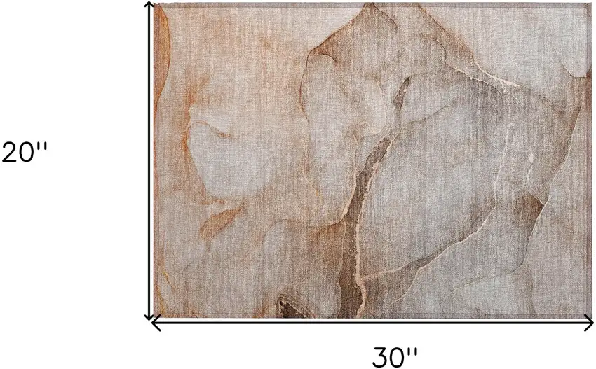 Taupe Abstract Washable Non Skid Indoor Outdoor Area Rug Photo 3