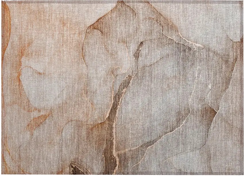 Taupe Abstract Washable Non Skid Indoor Outdoor Area Rug Photo 2