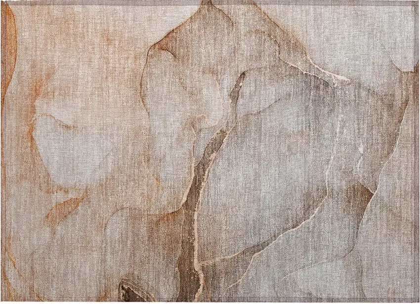 Taupe Abstract Washable Non Skid Indoor Outdoor Area Rug Photo 2