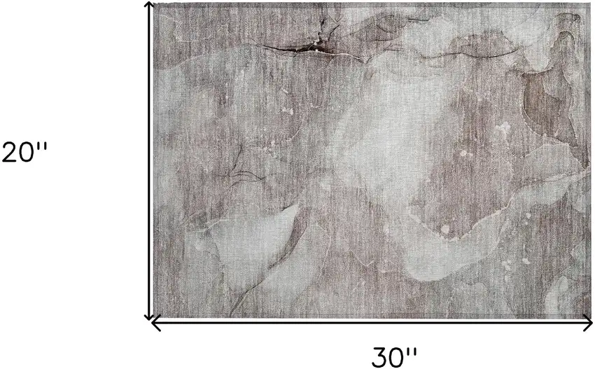 Taupe Abstract Washable Non Skid Indoor Outdoor Area Rug Photo 3