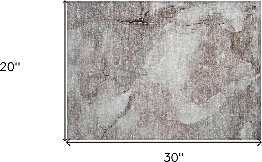 Taupe Abstract Washable Non Skid Indoor Outdoor Area Rug Photo 3