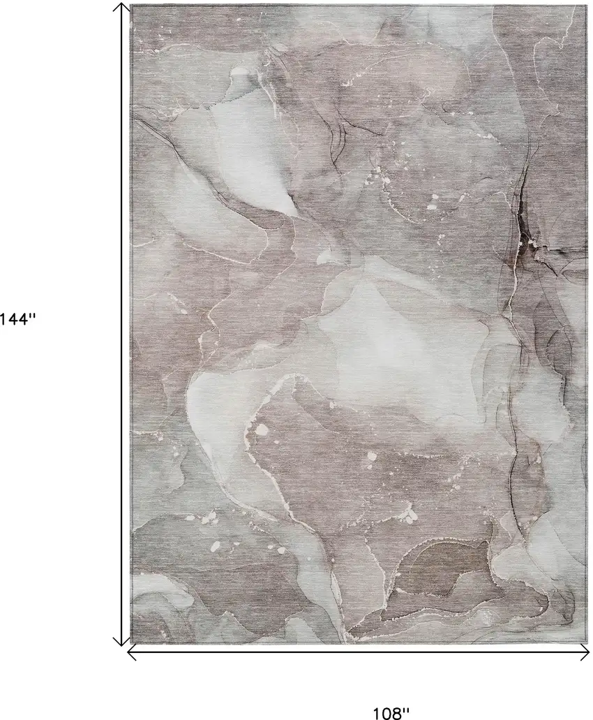 Taupe Abstract Washable Indoor Outdoor Area Rug Photo 3