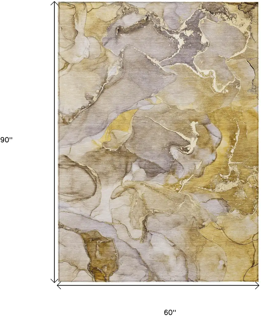 Taupe Abstract Washable Non Skid Indoor Outdoor Area Rug Photo 3