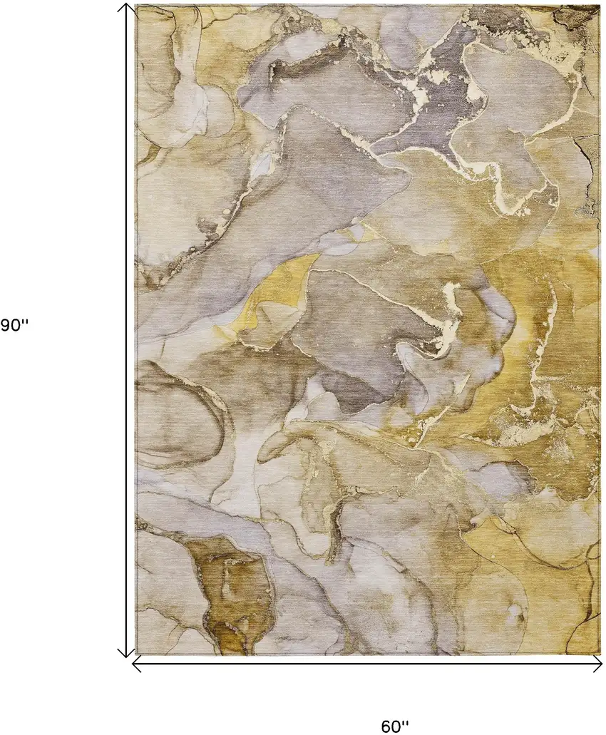 Taupe Abstract Washable Non Skid Indoor Outdoor Area Rug Photo 3