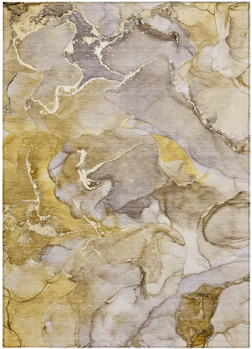 Taupe Abstract Washable Non Skid Indoor Outdoor Area Rug Photo 4